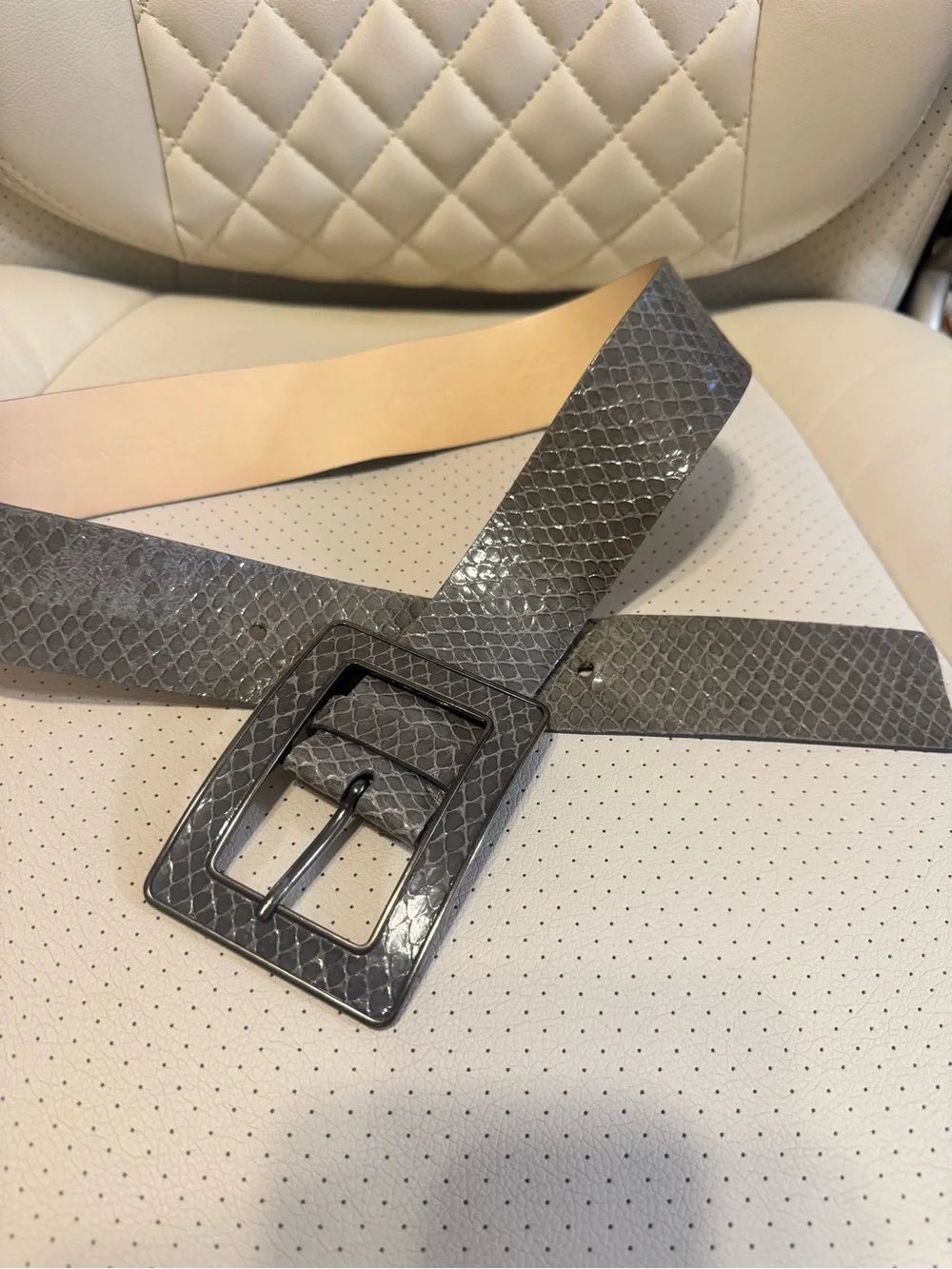 Banana Republic Genuine Leather Reptile Embossed Belt Gray XS